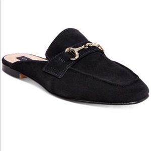 Steve Madden black leather velvet mules